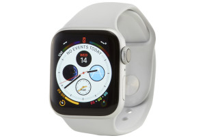 Apple Watch Series 4 (GPS) 40-mm kast van zilver aluminium, wit sportbandje