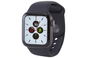 Apple Watch Series 5 (GPS) 40-mm kast van spacegrijs aluminium, zwart sportbandje