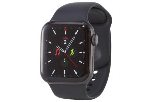 Apple Watch SE (1e generatie) (GPS) 40-mm kast van spacegrijs aluminium, zwart sportbandje
