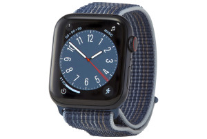 Apple Watch SE (2e generatie) (GPS + Cellular) 44-mm kast van middernacht aluminium, stormblauw geweven sportbandje