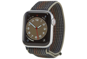 Apple Watch SE (2e generatie) (GPS + Cellular) 40-mm kast van zilverkleurig aluminium, middernacht geweven sportbandje
