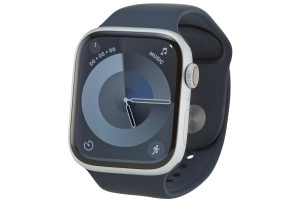 Apple Watch Series 9 (GPS + Cellular) 45-mm met aluminium kast en sportbandje (S/M) - Zilver / Middernacht