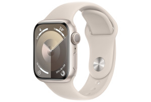 Apple Watch Series 9 (GPS) 41-mm met aluminium kast en sportbandje (S/M) - Sterrenlicht / Sterrenlicht
