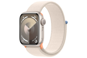 Apple Watch Series 9 (GPS) 41-mm met aluminium kast en geweven sportbandje - Sterrenlicht / Sterrenlicht