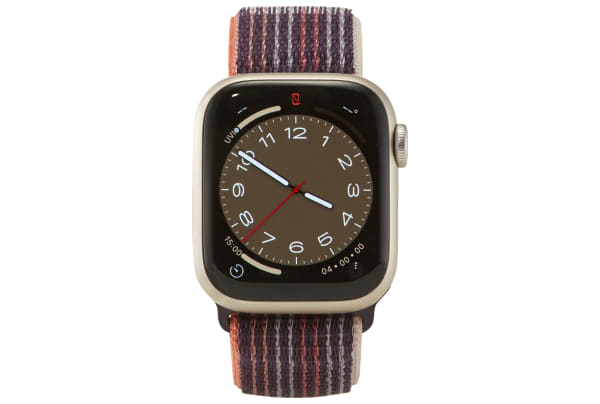 Apple - Watch Series 8 (GPS) 41-mm met aluminium kast en geweven sportbandje - Sterrenlicht / Vlierbes - 3