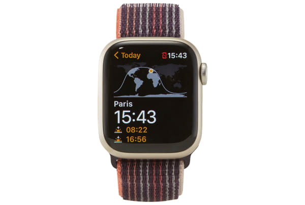 Apple - Watch Series 8 (GPS) 41-mm met aluminium kast en geweven sportbandje - Sterrenlicht / Vlierbes - 1