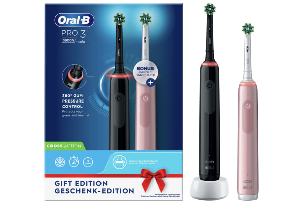 Oral-B - Pro 3 3900 CrossAction (2 houders, zwart & roze) - 0