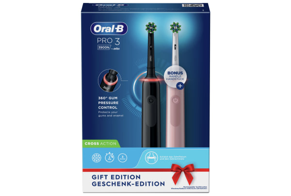 Oral-B - Pro 3 3900 CrossAction (2 houders, zwart & roze) - 2