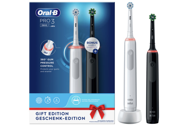 Oral-B - Pro 3 3900 CrossAction (2 houders, zwart & wit) - 0