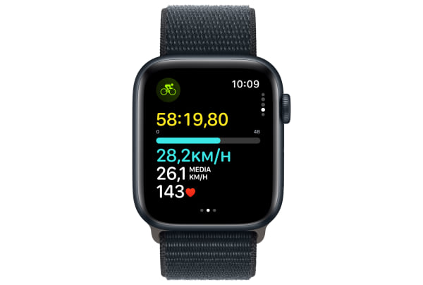 Apple - Watch SE (2e generatie) (GPS + Cellular) 44-mm met aluminium kast en geweven sportbandje - Middernacht / Middernacht - 3