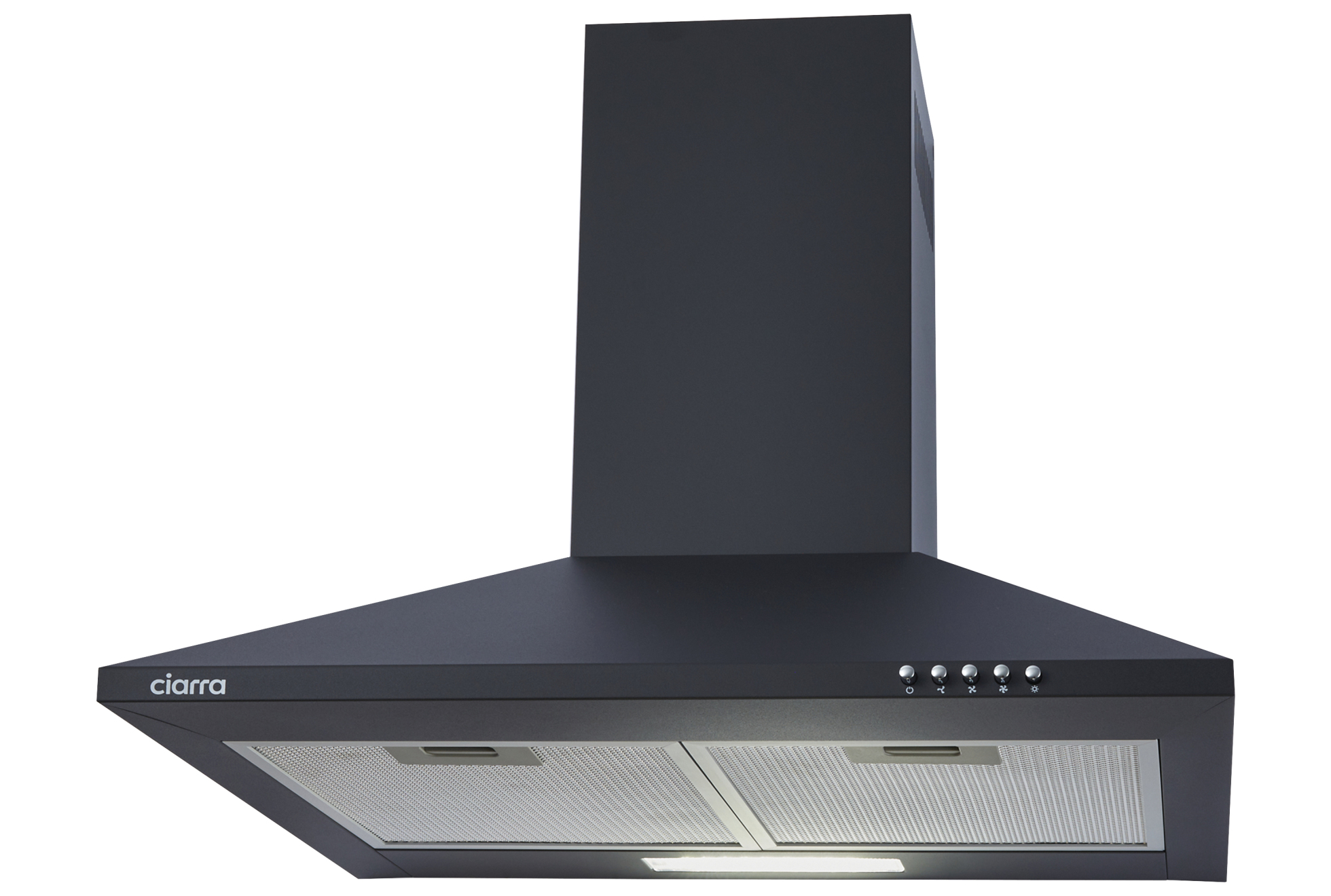 CIARRA CBCB6903D A Afzuigkap 60cm onderbouw - recirculatie of afvoer,3 snelheden, 220 m³/h, recirculatie afzuigkap met koolstoffilter CBCF009, zwart