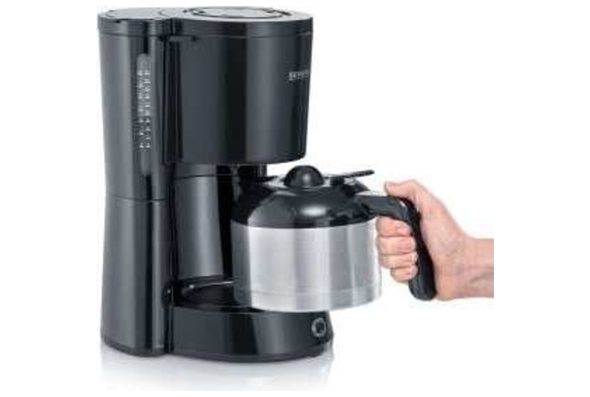 Automatisch Filterkoffiezetapparaat En Een Pot Gemalen Koffie. Bereidt Een Elektrische